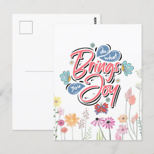 Tun Sie, was Sie zu Joy Floral und Butterfly Zitat Postkarte