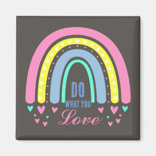 "TUN WAS SIE LIEBE" QUOTE BROWN RETRO BOHO RAINBOW MAGNET