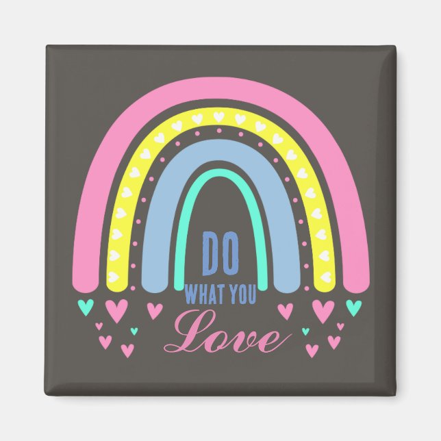 "TUN WAS SIE LIEBE" QUOTE BROWN RETRO BOHO RAINBOW MAGNET (Vorne)