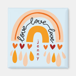 "TUN WAS SIE LIEBE" QUOTE BROWN RETRO BOHO RAINBOW MAGNET