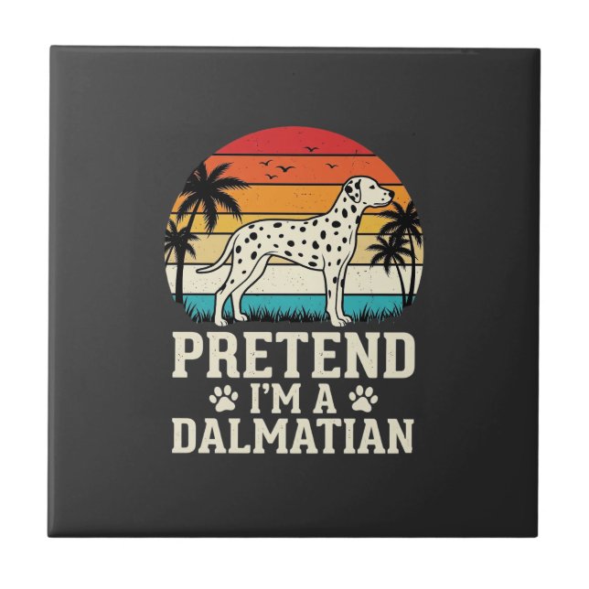 Tun wir so, als wäre ich ein Dalmatiner Retro-Hund Fliese (Vorderseite)
