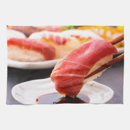 Tuna Nigiri & Soy Sauce Dip Geschirrtuch