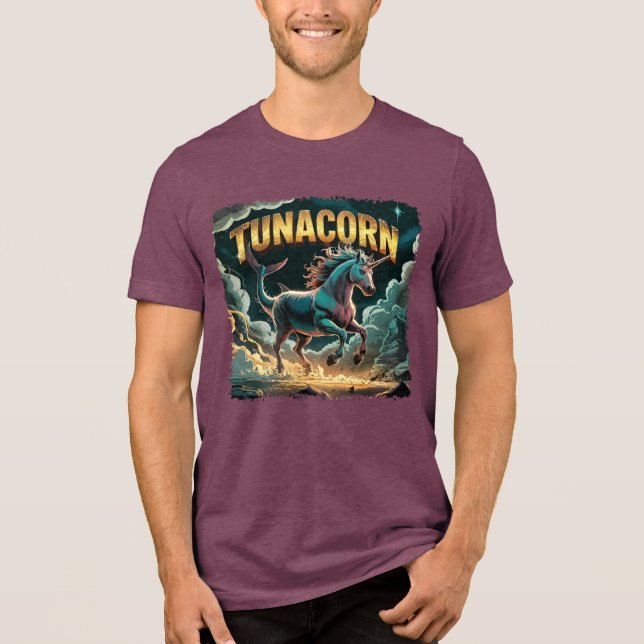 Tunacorn Illustration Combo Kreatur Funny Tri-Blend Shirt (Vorderseite)
