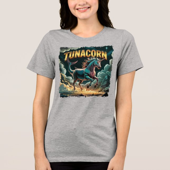 Tunacorn Illustration Combo Kreatur Funny Tri-Blend Shirt (Vorderseite)