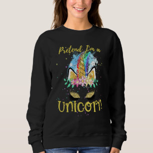 Tünche ich bin ein Einhorn Kostüm Regenbogen Glitz Sweatshirt