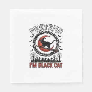 Tünche Schwarze Katze Halloween Hexenhut Roter Mon Serviette