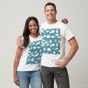 Tundra Soft Pastell Süßes Katzenmuster Hintergrund T-Shirt
