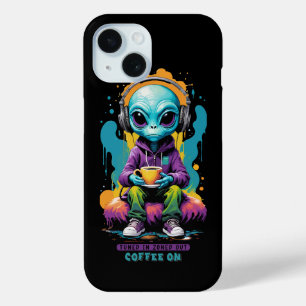 Tuned in Zoned out Coffee On   Niedliche Alien Art Case-Mate iPhone Hülle
