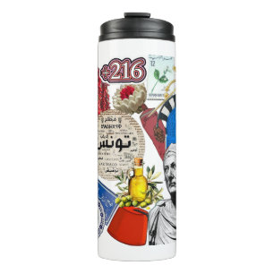 Tunesien Collage Sticker Design Tunesische Kultu Thermosbecher