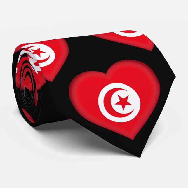 Tunesien Flag Farben Herzmuster Neck Tie Krawatte (Gerollt)