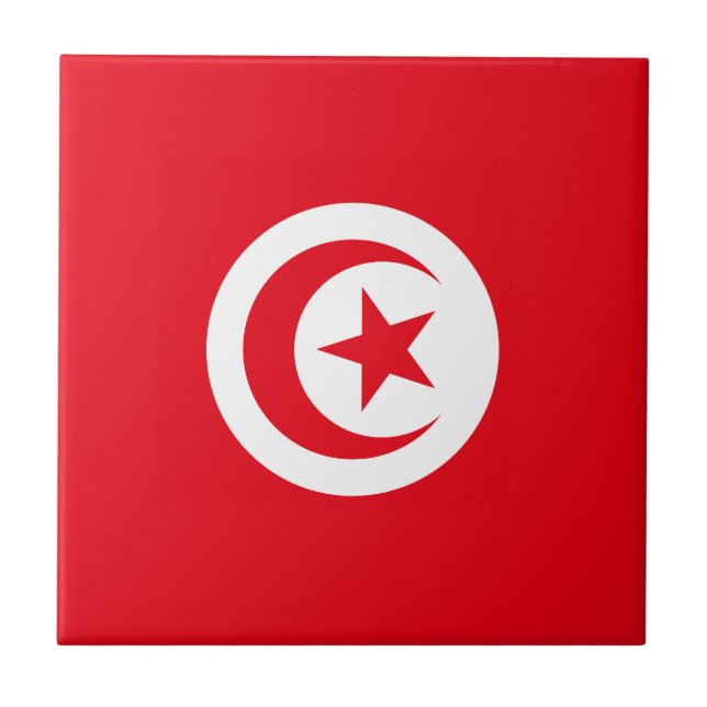 Tunesien-Flagge Fliese (Vorderseite)