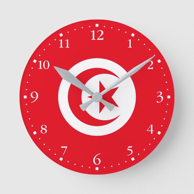 Tunesien-Flagge Runde Wanduhr (Vorderseite)