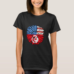 Tunesien-Flagge Sonnenblume USA Tunesische Wurzeln T-Shirt