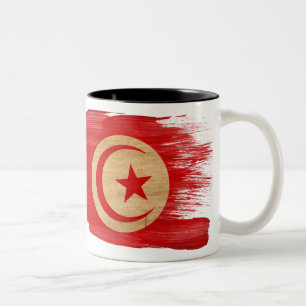 Tunesien-Flaggen-Tasse Zweifarbige Tasse