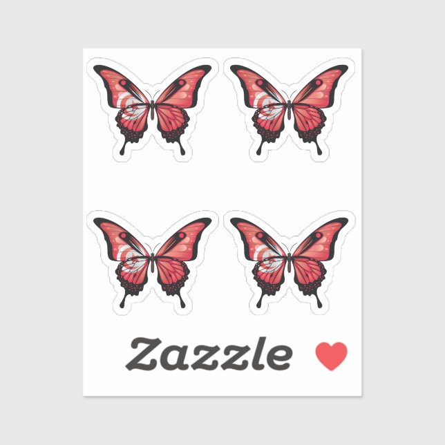 Tunesien Frack Butterfly Flag Aufkleber (Blatt)