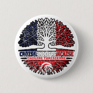 Tunesien - Französisch-Frankreich-Baumfahne Button