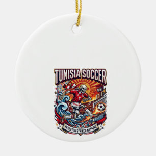 Tunesien Fußball Skelett Stürmer Nationen Premium Keramik Ornament