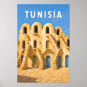 Tunesien Illustration Reise Kunst Vintage Poster