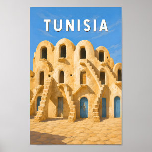 Tunesien Illustration Reise Kunst Vintage Poster