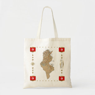 Tunesien-Karte + Flaggen-Tasche Tragetasche
