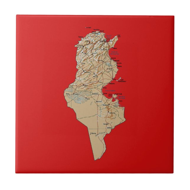 Tunesien-Karte Fliese (Vorderseite)