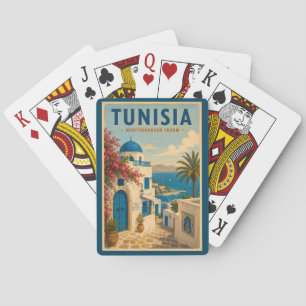 Tunesien Landschaftsillustration Reise Kunst Vinta Spielkarten