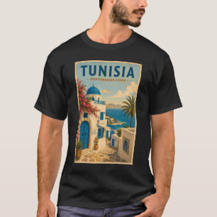 Tunesien Landschaftsillustration Reise Kunst Vinta T-Shirt