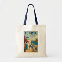 Tunesien Landschaftsillustration Reise Kunst Vinta