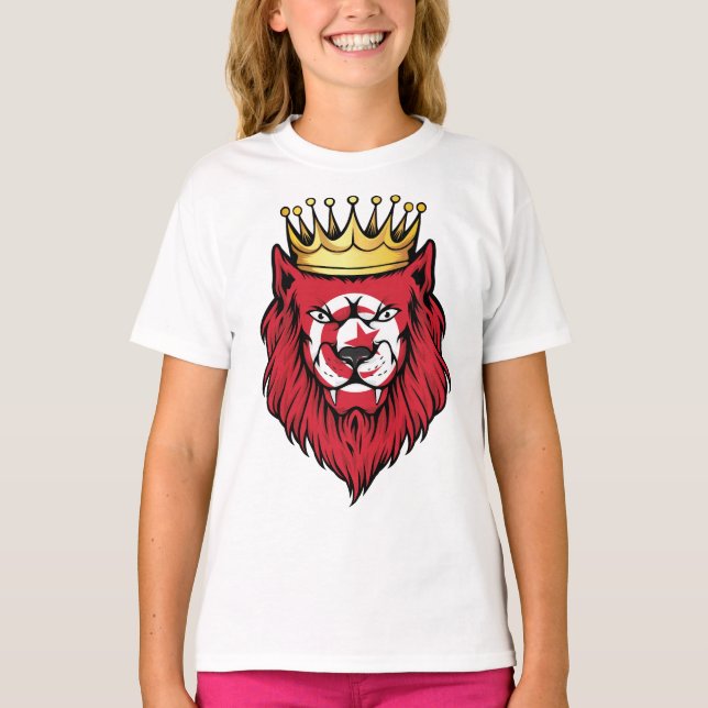Tunesien Lion King Flag T-Shirt (Vorderseite)