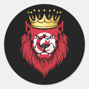 Tunesien Löwen-König-Flagge Runder Aufkleber