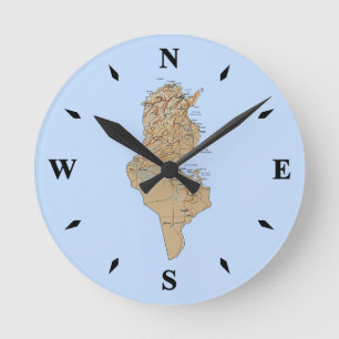 Tunesien Map Clock Runde Wanduhr