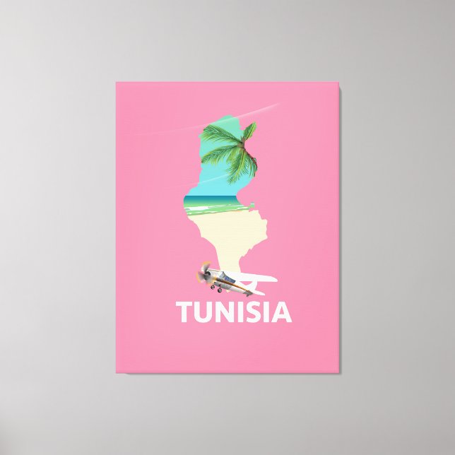 Tunesien Map Reiseplakat Leinwanddruck (Vorderseite)