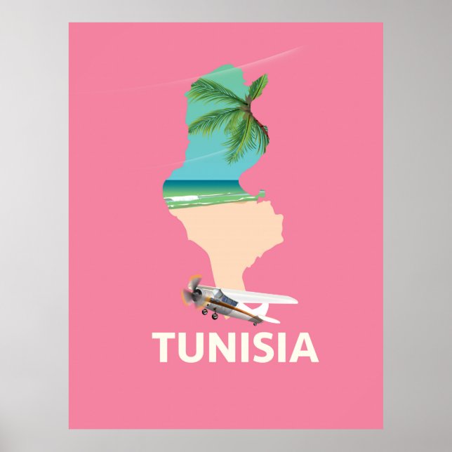 Tunesien Map Reiseplakat Poster (Vorne)
