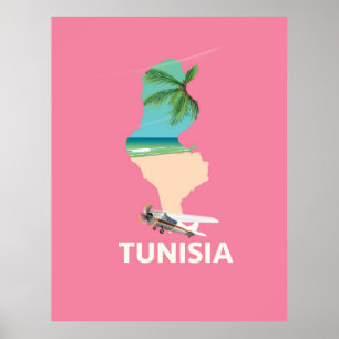 Tunesien Map Reiseplakat Poster