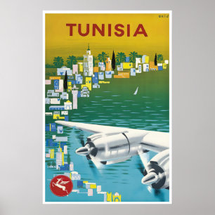 Tunesien Reiseplakat Vintage Afrika Kunst Tunis Poster