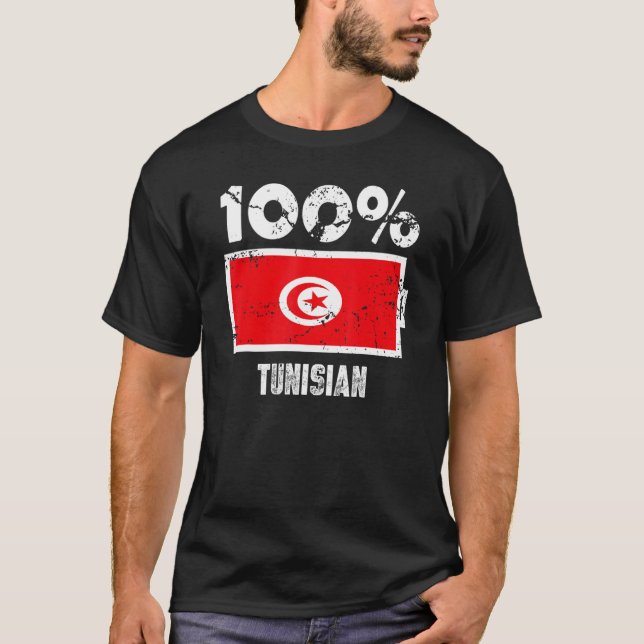 Tunesische Flag-Unterstützung 100 tunesischer Batt T-Shirt (Vorderseite)