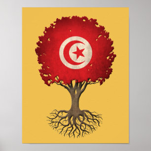 Tunesische Flagge Baum des Lebens Anpassbar Poster