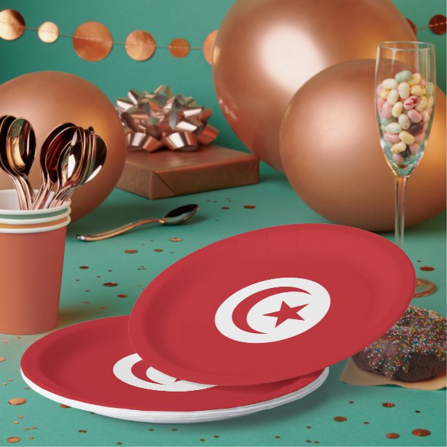 Tunesische Flagge Pappteller (Multi)