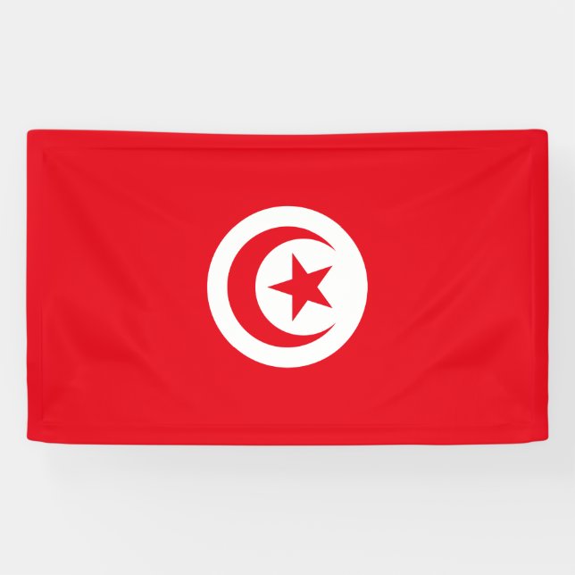 Tunesische Flagge (Tunesien) (Islamischer Halbmond Banner (Horizontal)