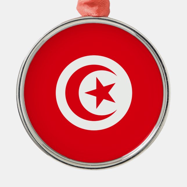 Tunesische Flagge (Tunesien) (Islamischer Halbmond Ornament Aus Metall (Vorne)