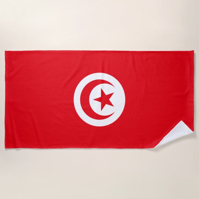 Tunesische Flagge (Tunesien) (Islamischer Halbmond Strandtuch (Vorderseite)