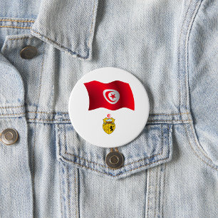 Tunesische Flagge und Wappen Patriotischer Tunesie Button