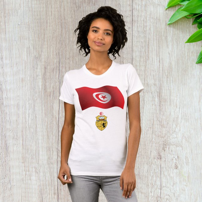 Tunesische Flagge und Wappen Patriotischer Tunesie T-Shirt (Von Creator hochgeladen)