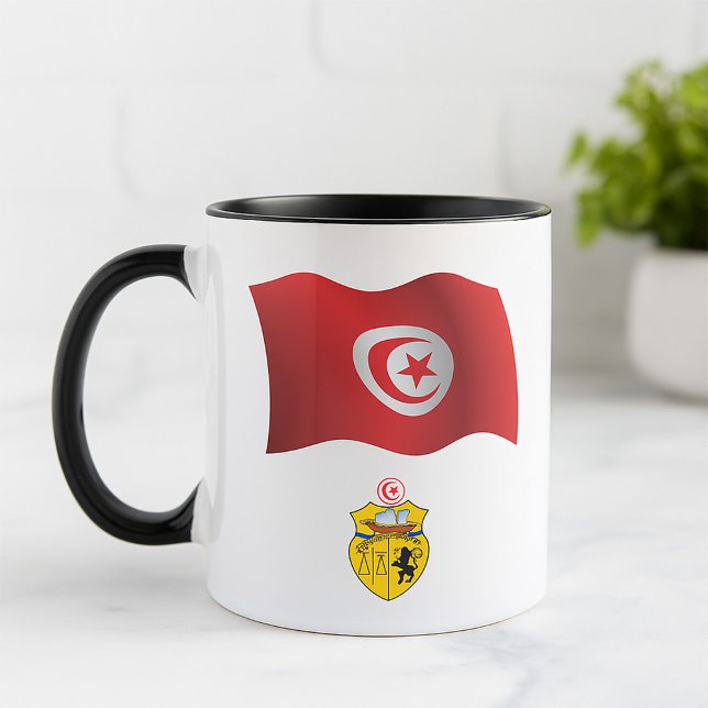 Tunesische Flagge und Wappen Patriotischer Tunesie Tasse (Von Creator hochgeladen)