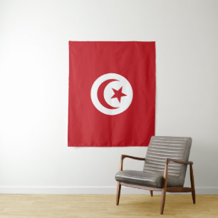 Tunesische Flagge Wandteppich
