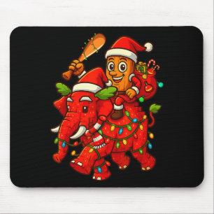 Tung Tung Sahur reitet auf einem Elefanten Weihnac Mousepad