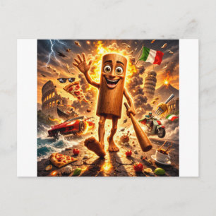tung tung tung Holz Meme Charakter2 Postkarte