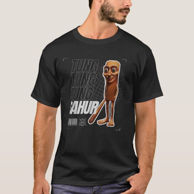Tung Tung Tung Sahur Funny Meme Brainrot Spaß Gene T-Shirt (Vorderseite)