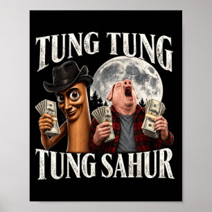 Tung tung tung Sahur John Pork Meme Gehirnverrottu Poster