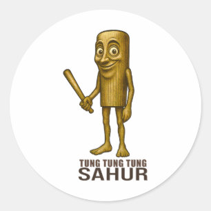 Tung Tung Tung Sahur - Lustige italienische Brainr Runder Aufkleber
